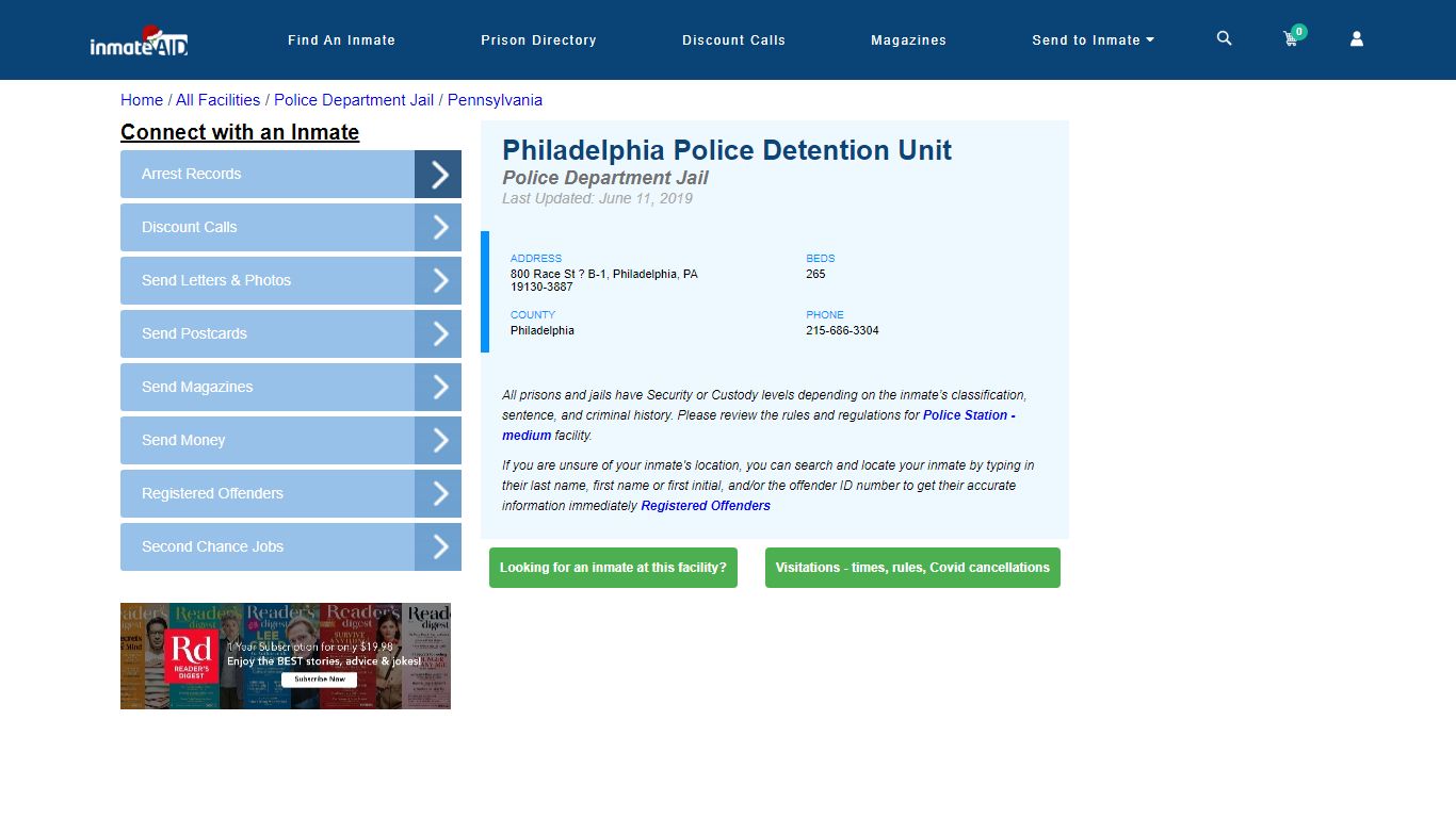Philadelphia Police Detention Unit & Inmate Search - Philadelphia, PA